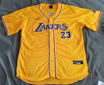 NBA LeBron James #23 Lakers Baseball Maillots 2020 NBA MLB Crossover Edition